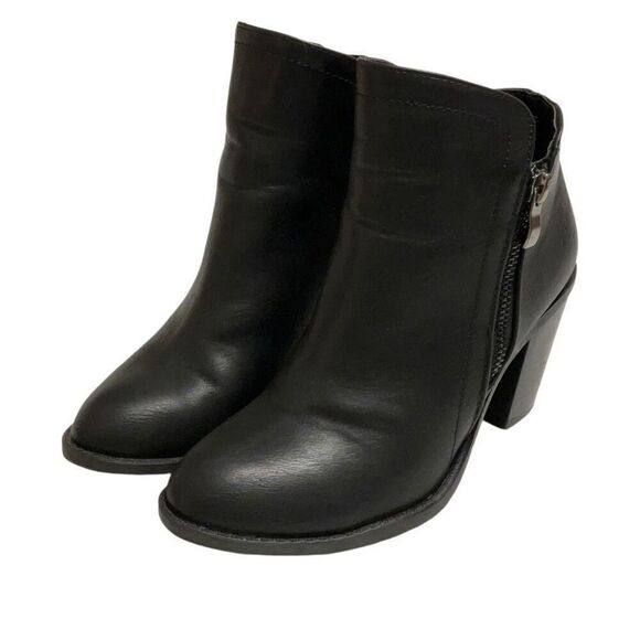 Top Moda Black Faux Leather Ankle Boots, 7 - Picture 1 of 16
